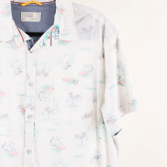 Camisa hawaiana blanco (XL) Free Planet