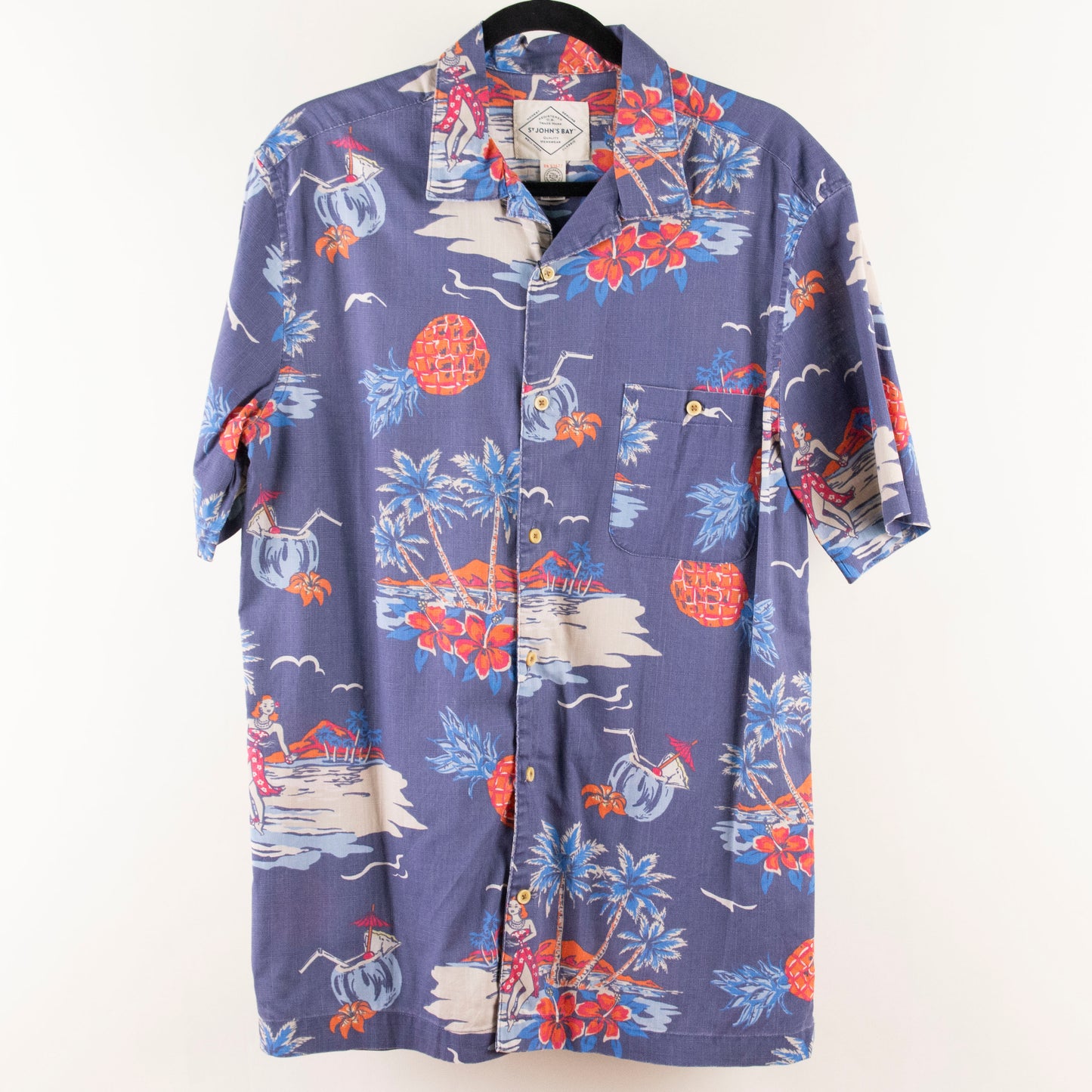 Camisa hawaiana azul (M) ST John's Bay