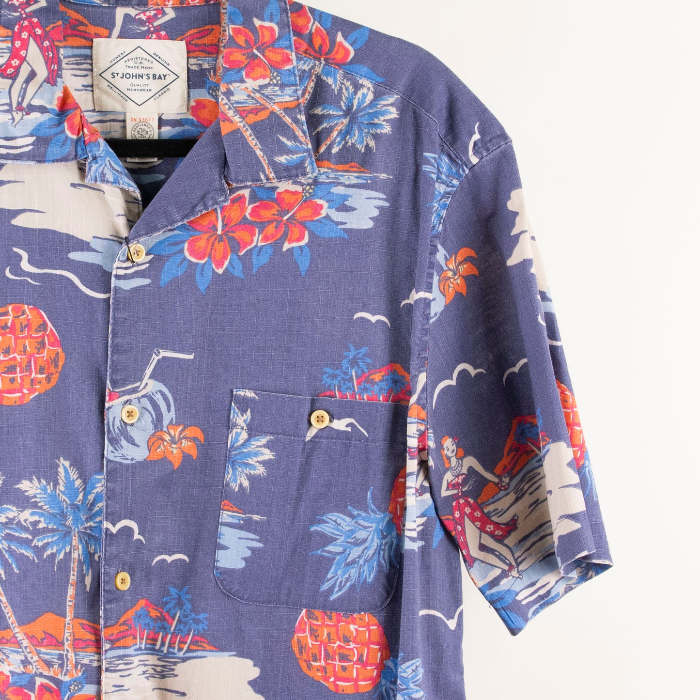 Camisa hawaiana azul (M) ST John's Bay