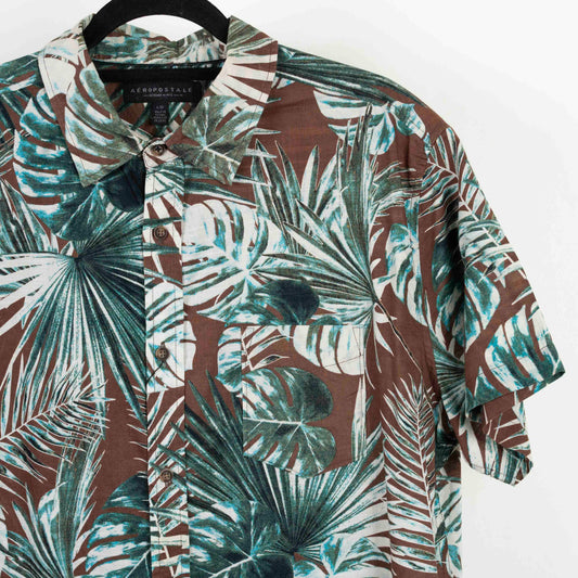 Camisa Hawaiana Café (L) Aeropostale