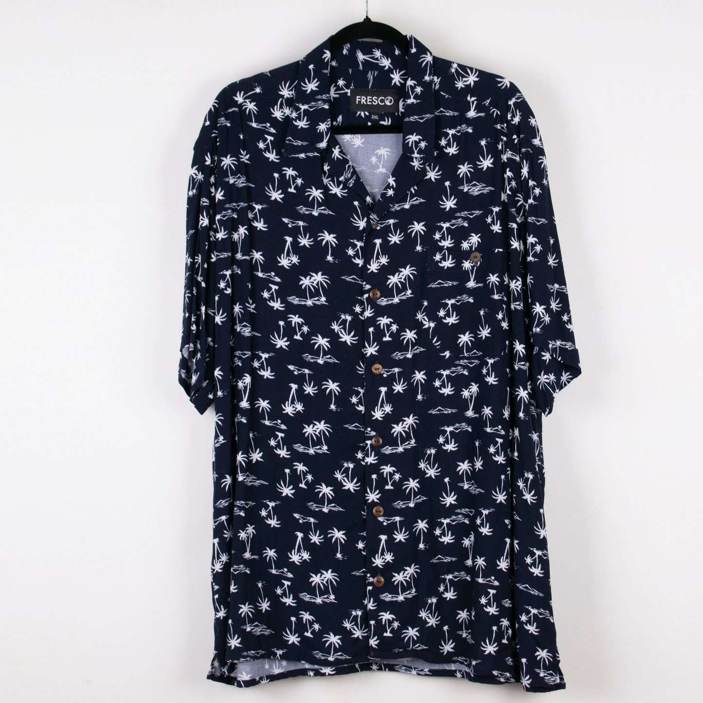 Camisa hawaiana manga corta azul plus