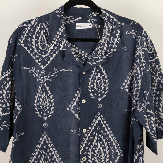 Camisa Estampada Azul (L) Zara