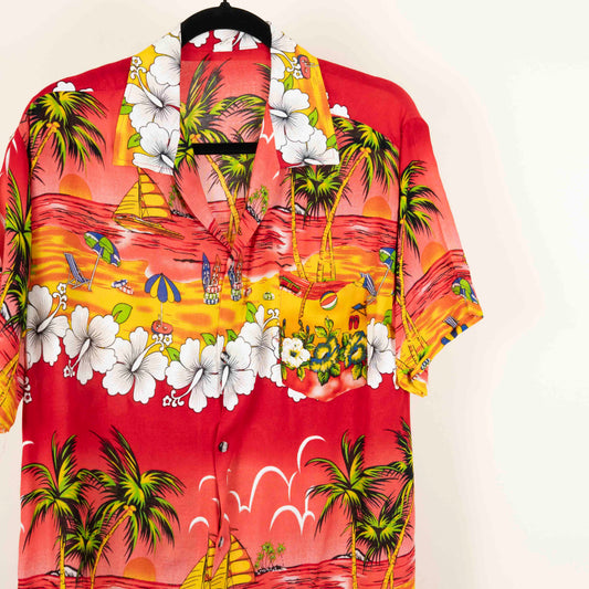 Camisa Hawaiana Roja (M) Sin marca