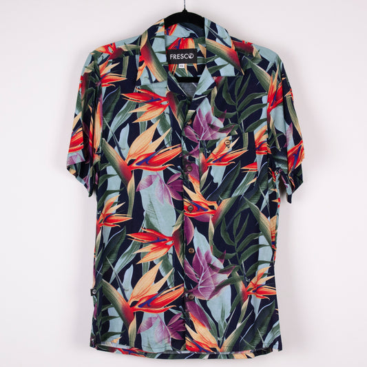 Camisa hawaiana manga corta paraíso azul