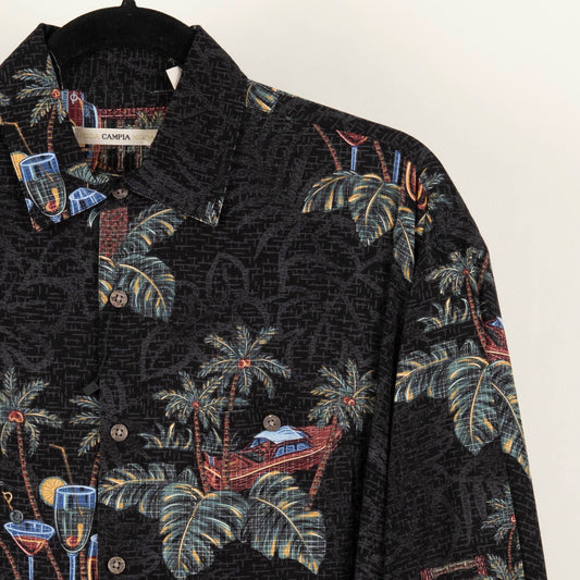 Camisa Hawaiana Negro (M) Campia