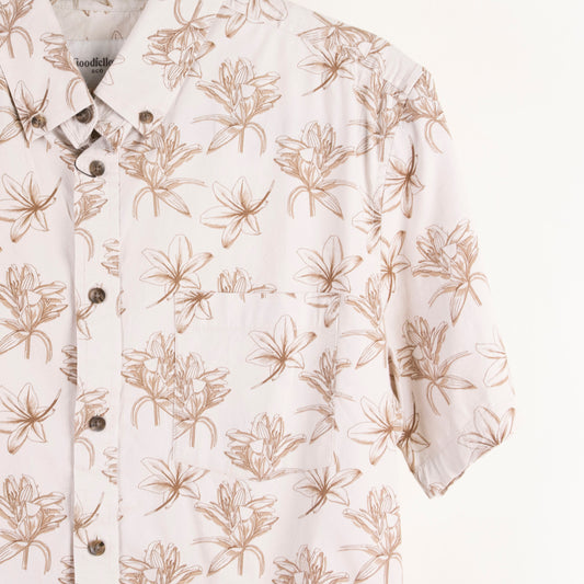 Camisa estampada beige (L) Goodfellow