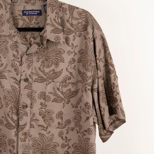 Camisa estampada marrón (XL) Roundtree & Yorke