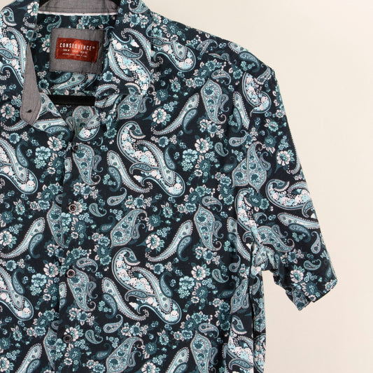 Camisa estampada azul marino (M) Consequence