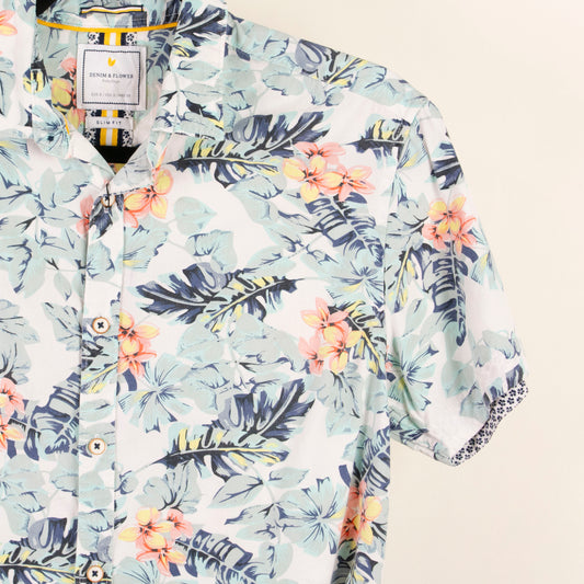 Camisa hawaiana blanco (S) Denim & Flower
