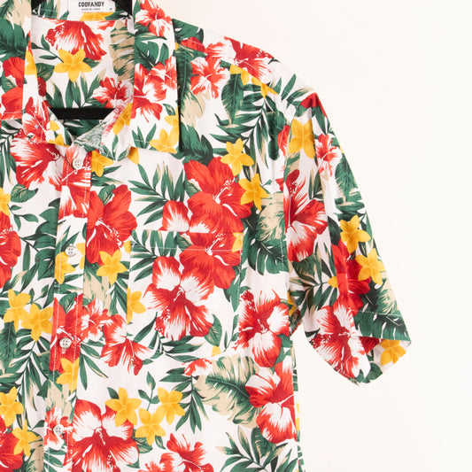 Camisa hawaiana blanco (M) Coofandy
