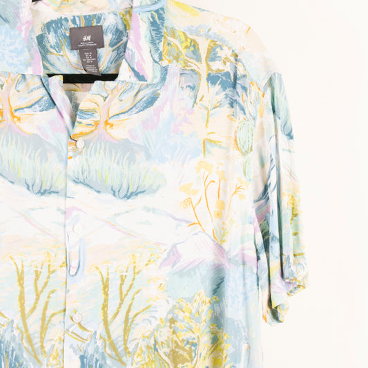 Camisa estampada azul (M) H&M