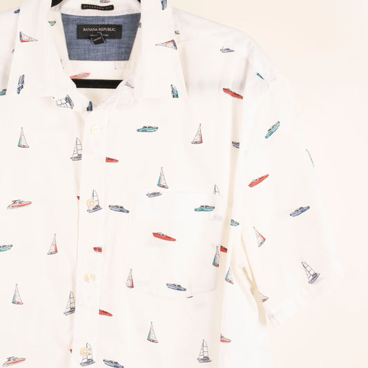 Camisa estampada blanco (XL) Banana republic