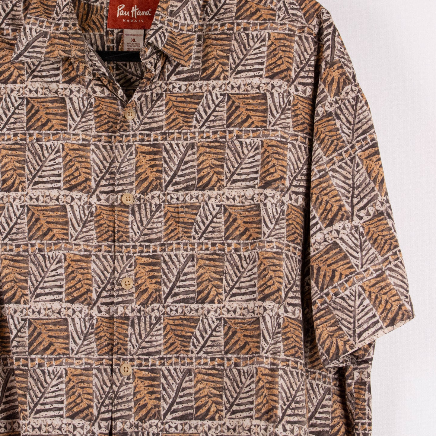 Camisa hawaiana café (XL) Pau Hana
