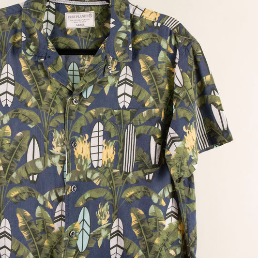 Camisa hawaiana azul (L) Free Planet