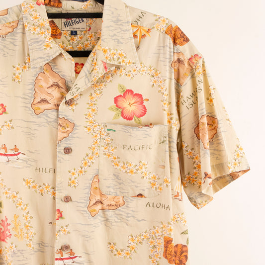 Camisa hawaiana beige (L) Hilfiger