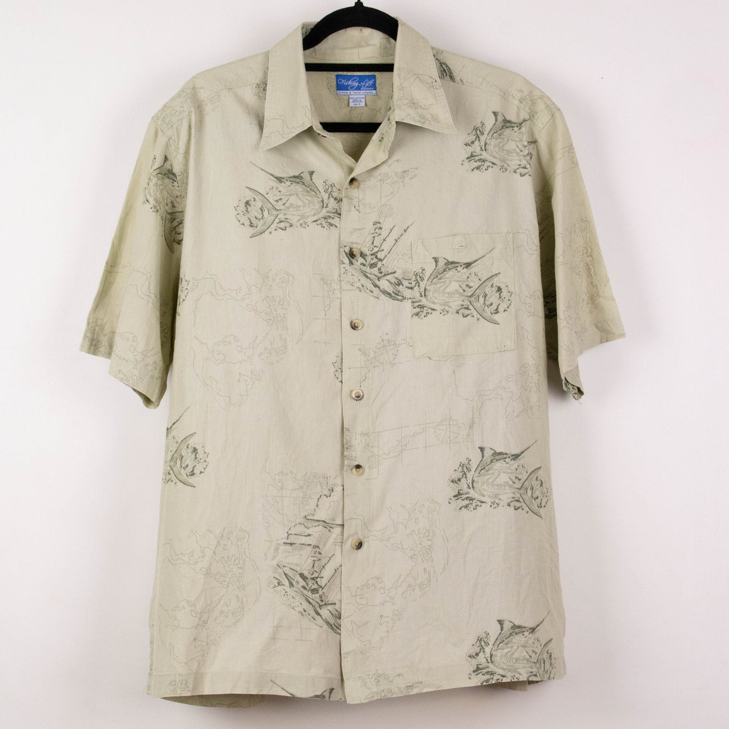 Camisa hawaiana verde (L) Fishing Lift
