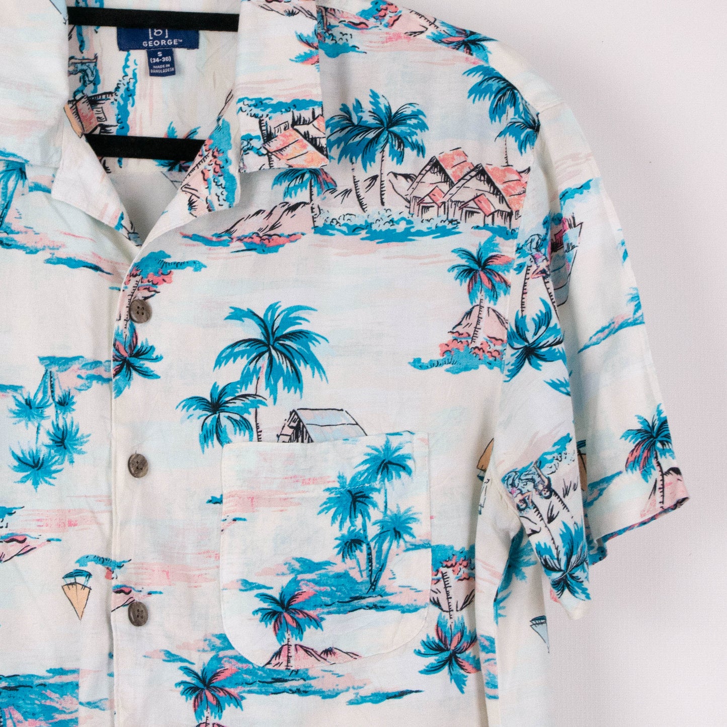 Camisa hawaiana blanco (S) George