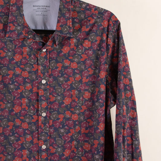 Camisa estampada azul marino (L) Banana Republic