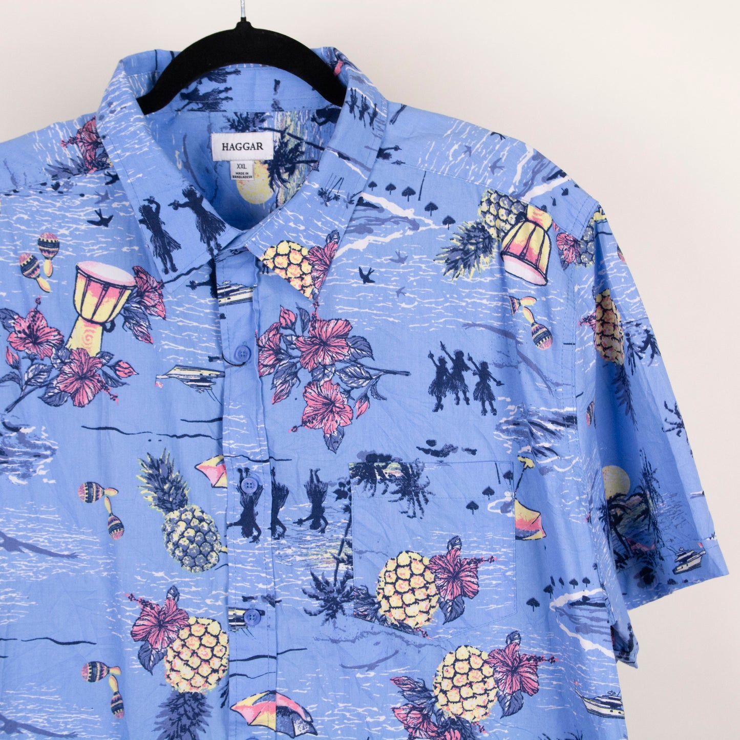 Camisa hawaiana azul (2XL) Haggar