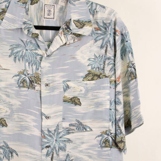 Camisa hawaiana azul (M) Roundtree & Yorke