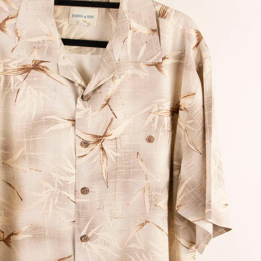 Camisa hawaiana beige (L) Joseph & Feiss