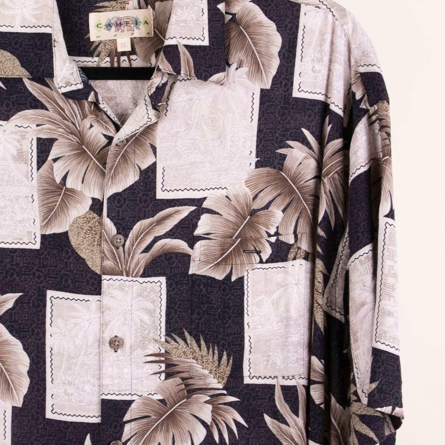 Camisa hawaiana negro (XL) Campia