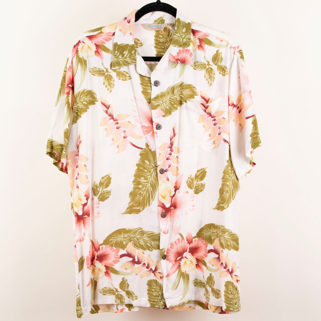 Camisa hawaiana blanca (M) Lunny Island