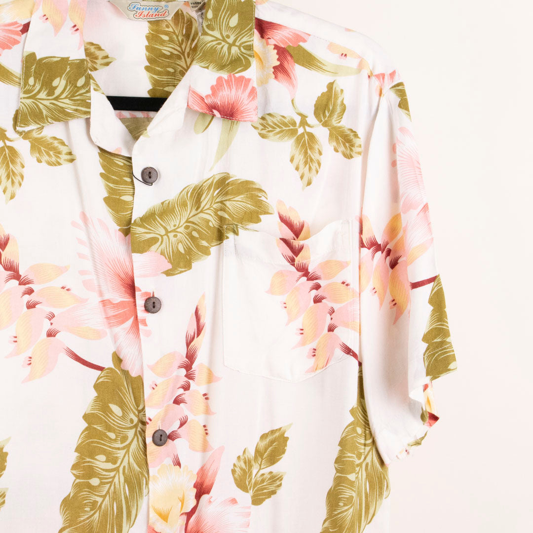 Camisa hawaiana blanca (M) Lunny Island