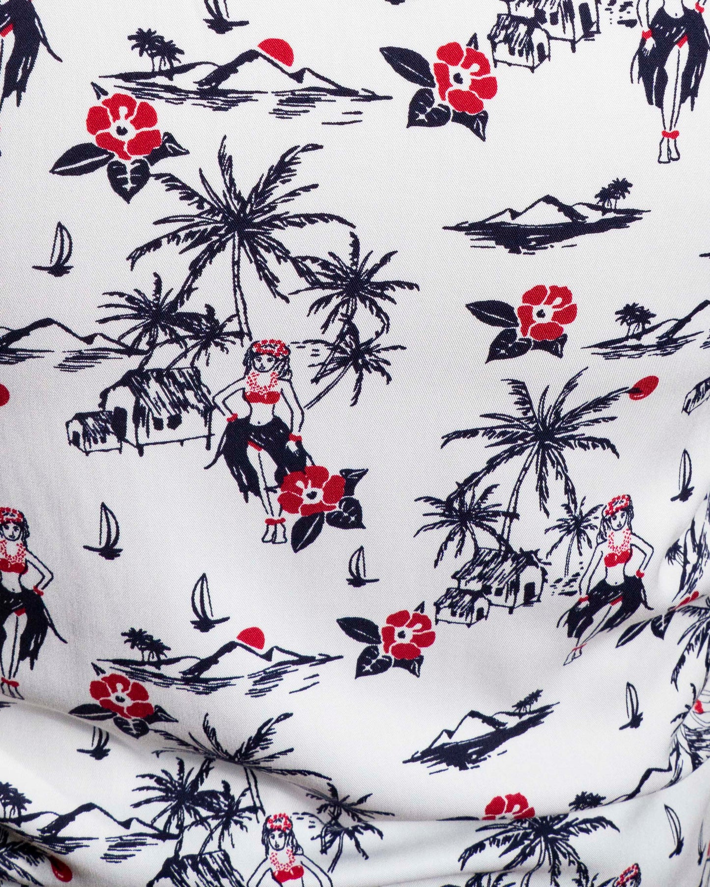 Camisa hawaiana manga corta blanca Hulas
