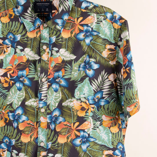 Camisa hawaiana negro (L) Denim & Flower