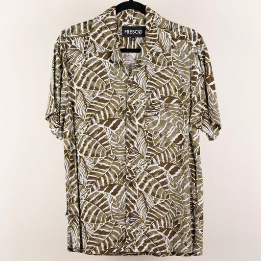 Camisa hawaiana manga corta hoja verde