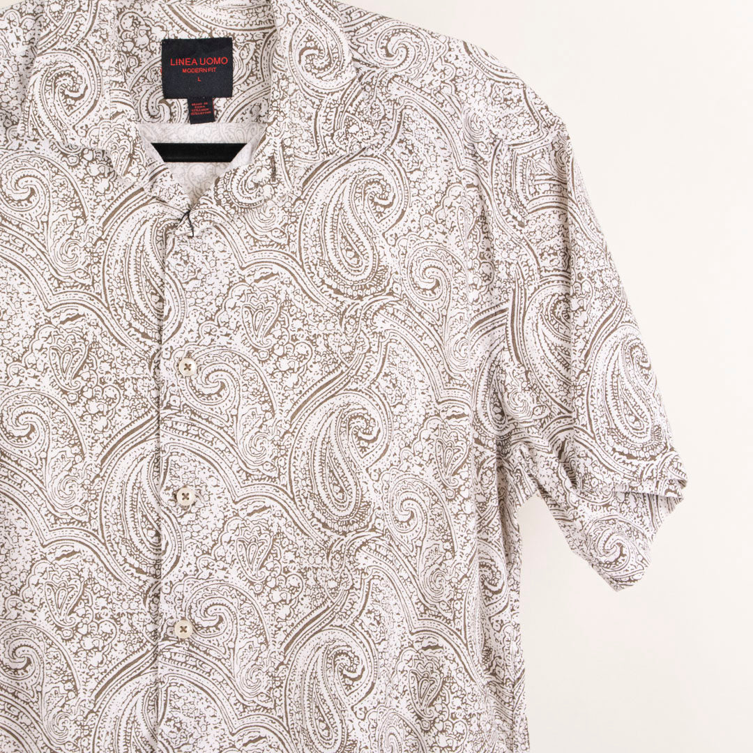 Camisa hawaiana beige (L) UOMO