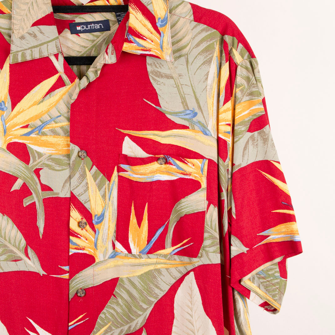 Camisa hawaiana rojo (M) Puritan