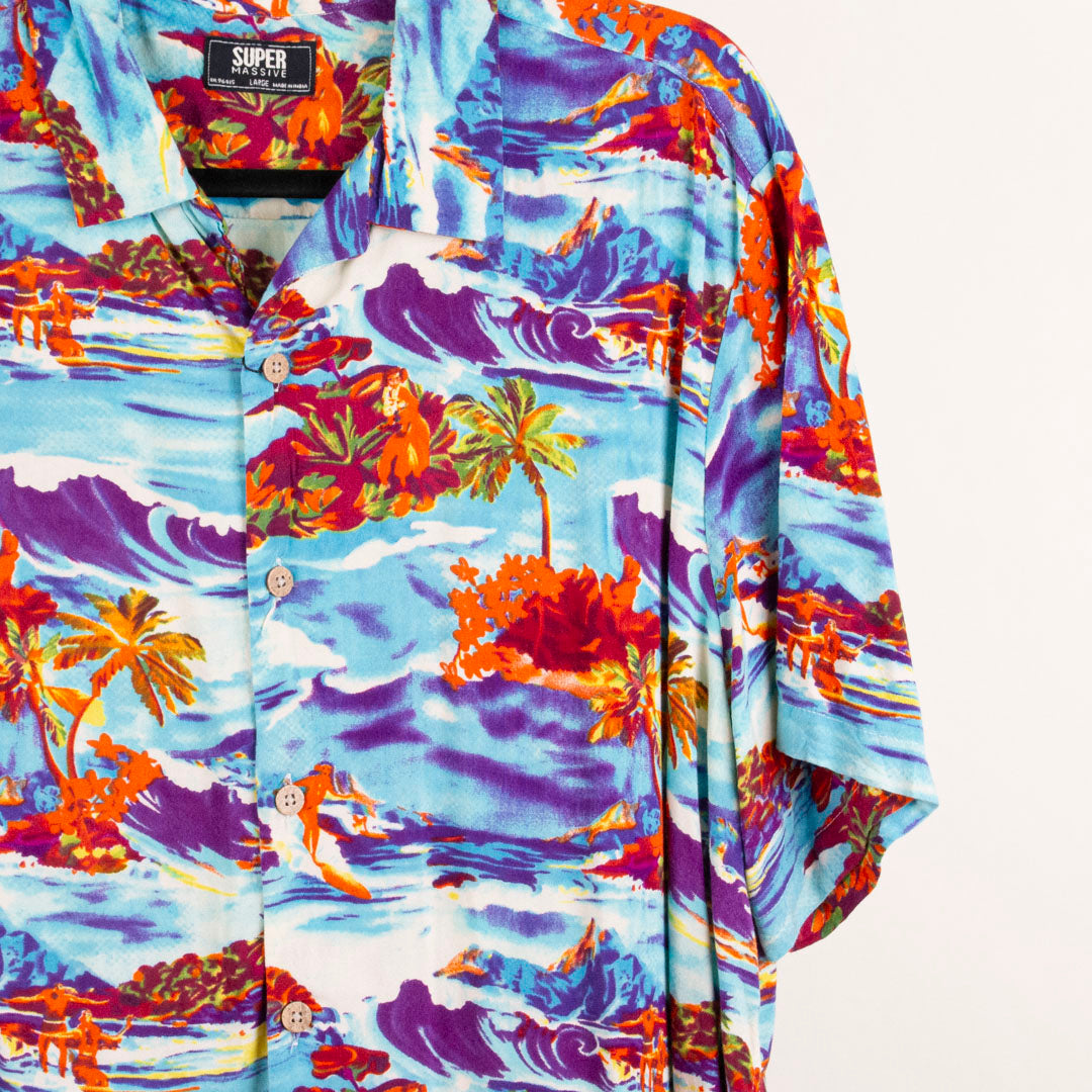 Camisa hawaiana azul (L) Super Massive