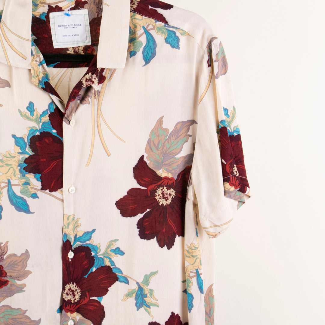 Camisa hawaiana beige (M) Denim & Flower