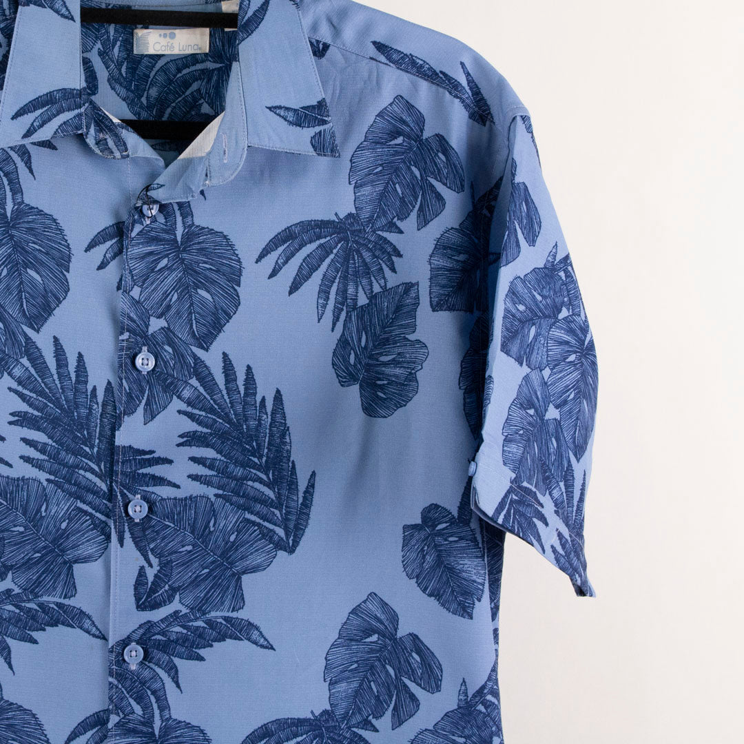 Camisa hawaiana azul (M) Café Luna
