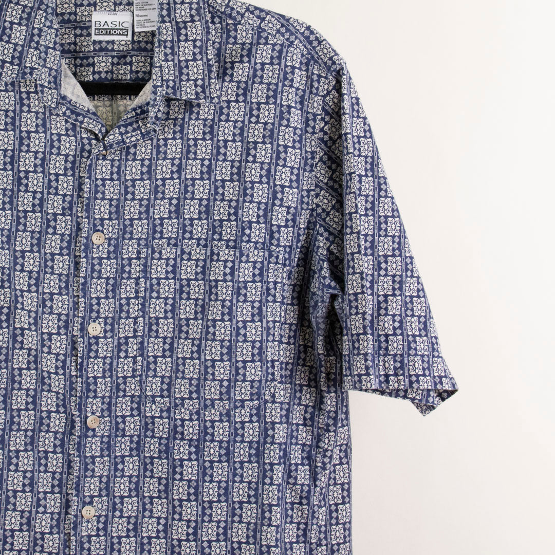 Camisa estampada azul marino (M) Basic editions
