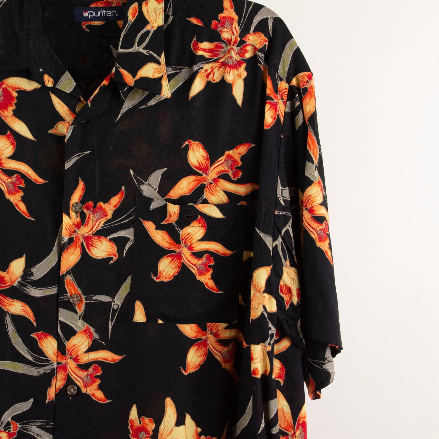 Camisa hawaiana negro (L) Puritan
