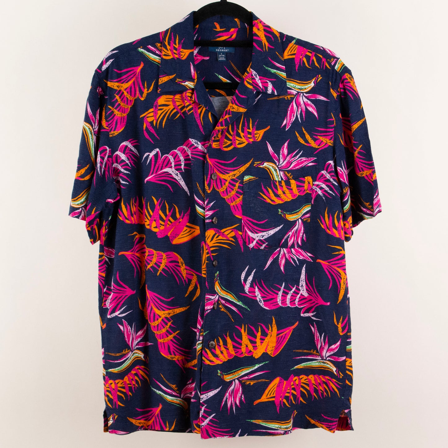 Camisa hawaiana azul marino (S) George
