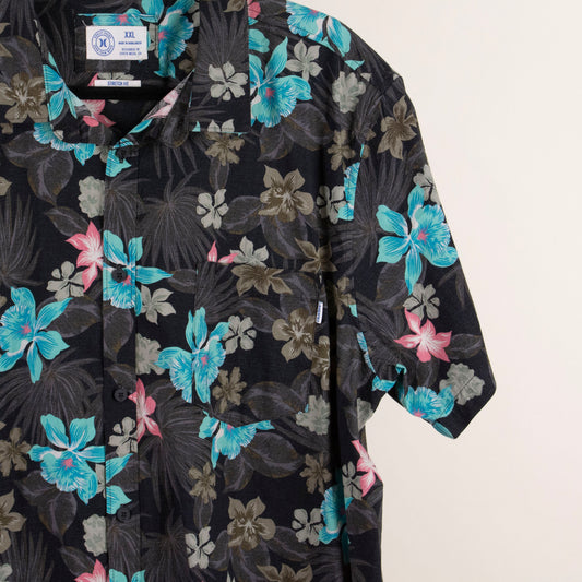 Camisa hawaiana negro (2XL) Hubley Brand