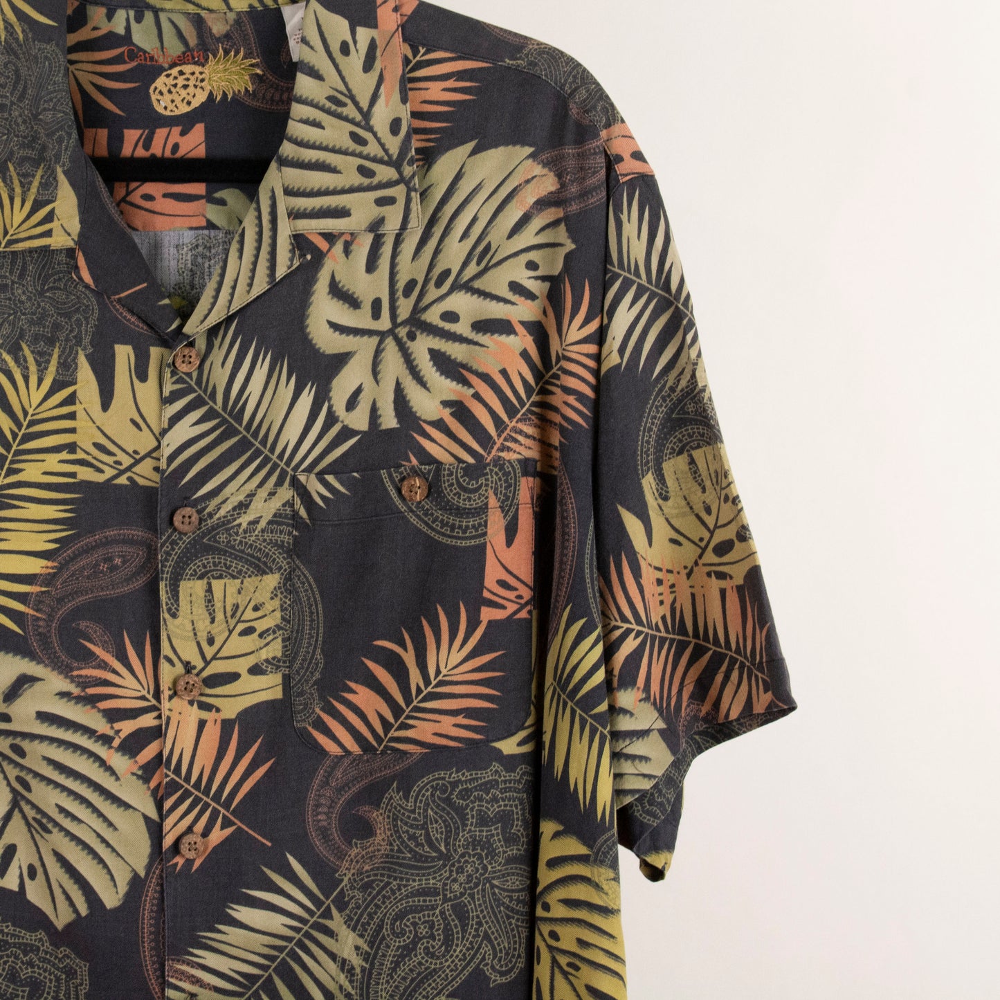 Camisa hawaiana negro (XL) Caribbean