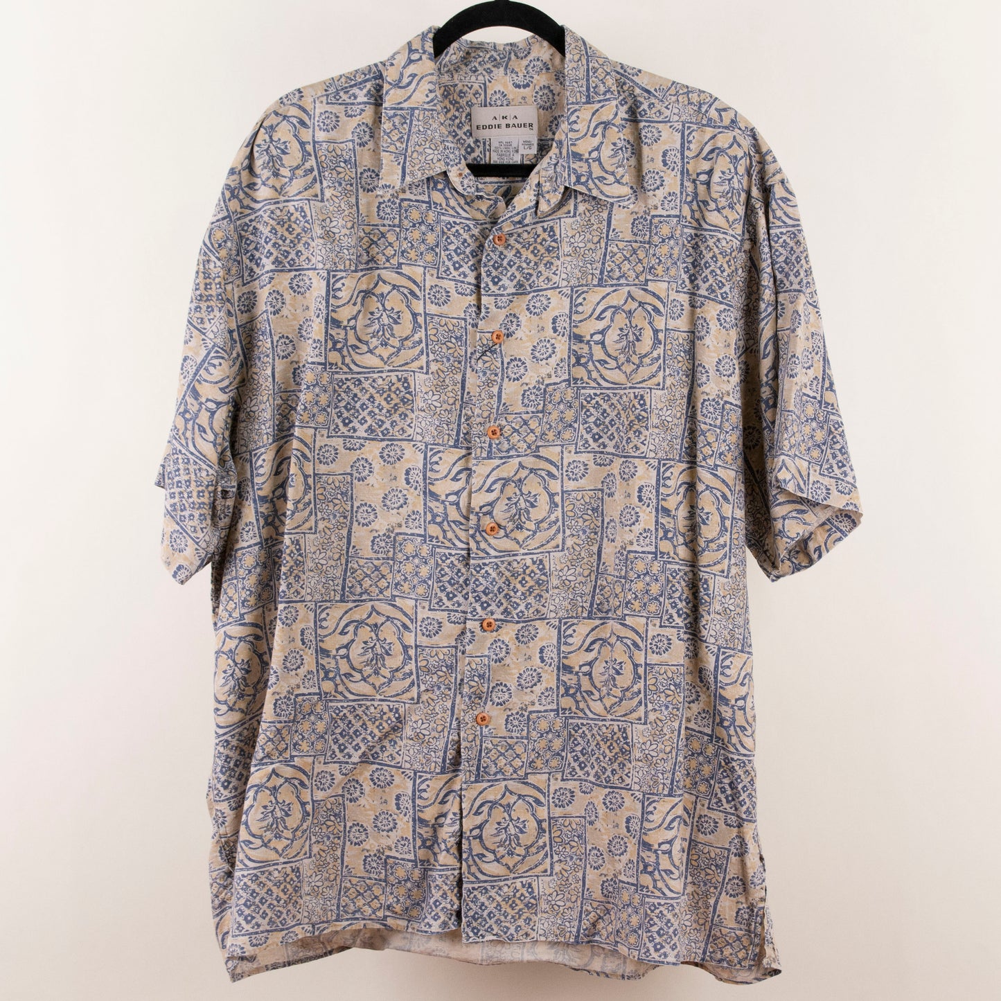 Camisa estampada beige (L) Eddie Bauer