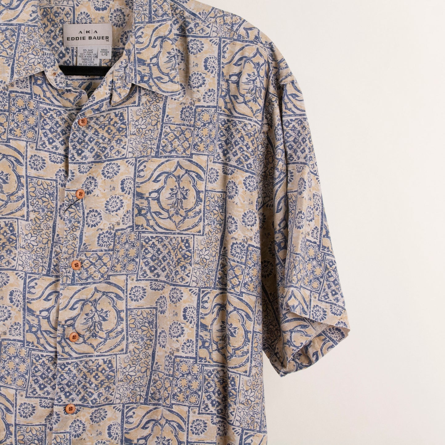 Camisa estampada beige (L) Eddie Bauer