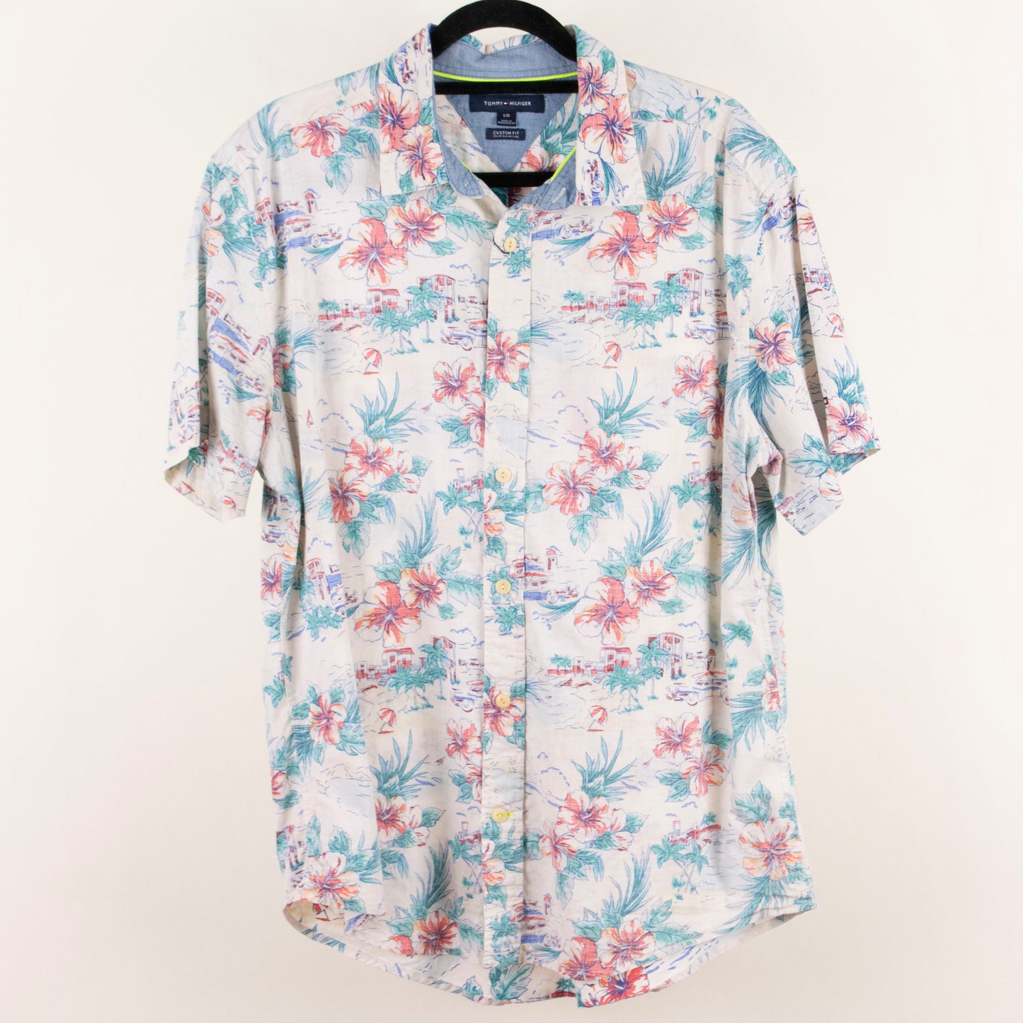 Camisa hawaiana blanco (L) Tommy Hilfiger