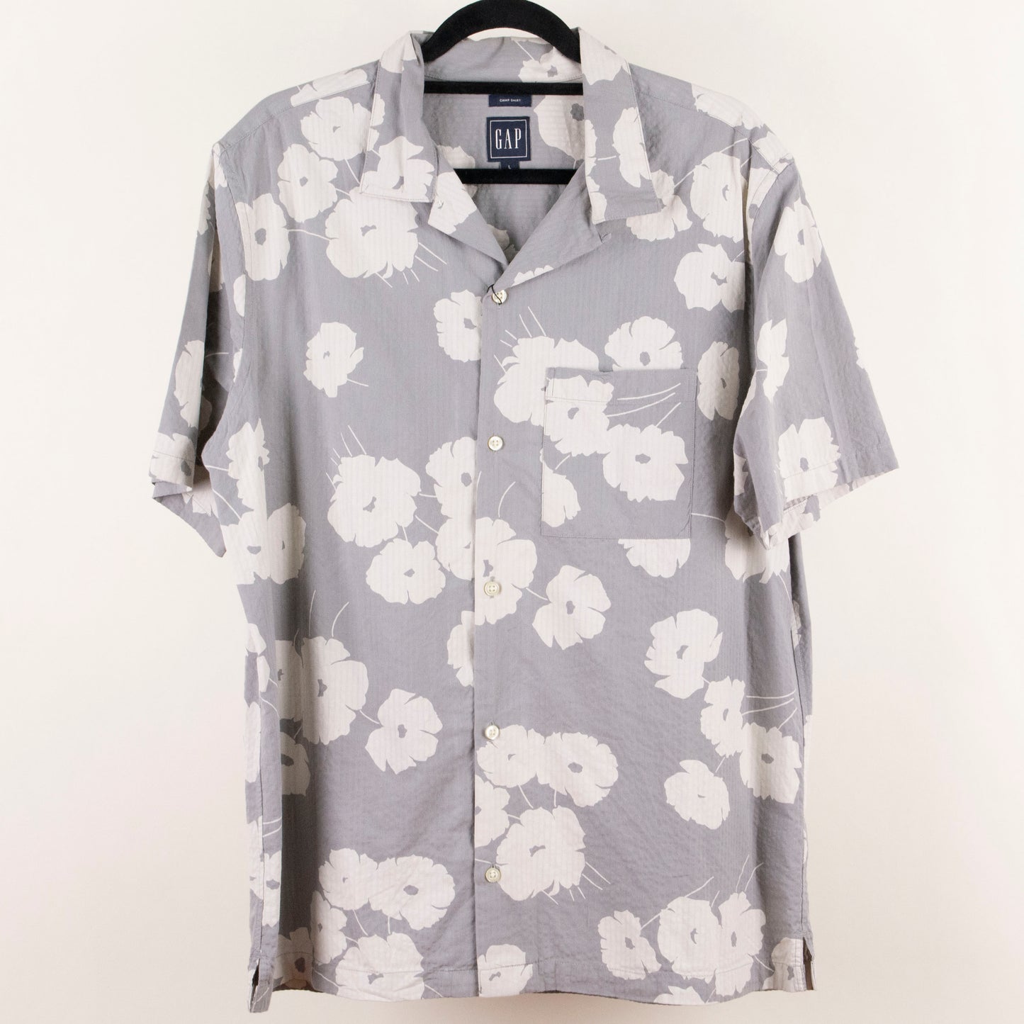 Camisa estampada gris (L) GAP