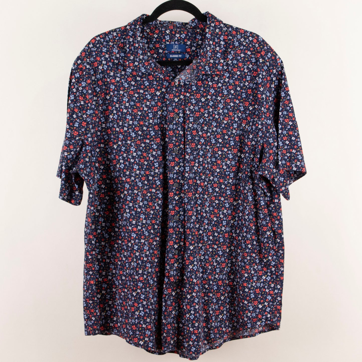 Camisa estampada azul marino (2XL) George