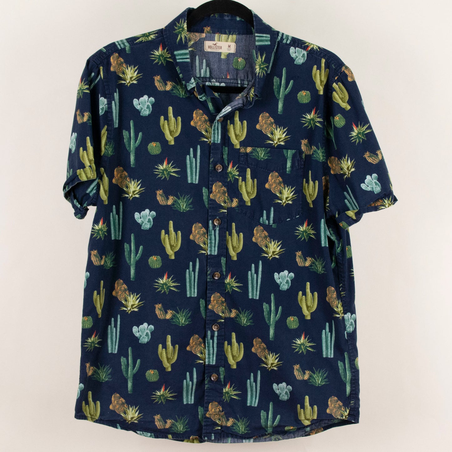 Camisa estampada azul marino (M) Hollister