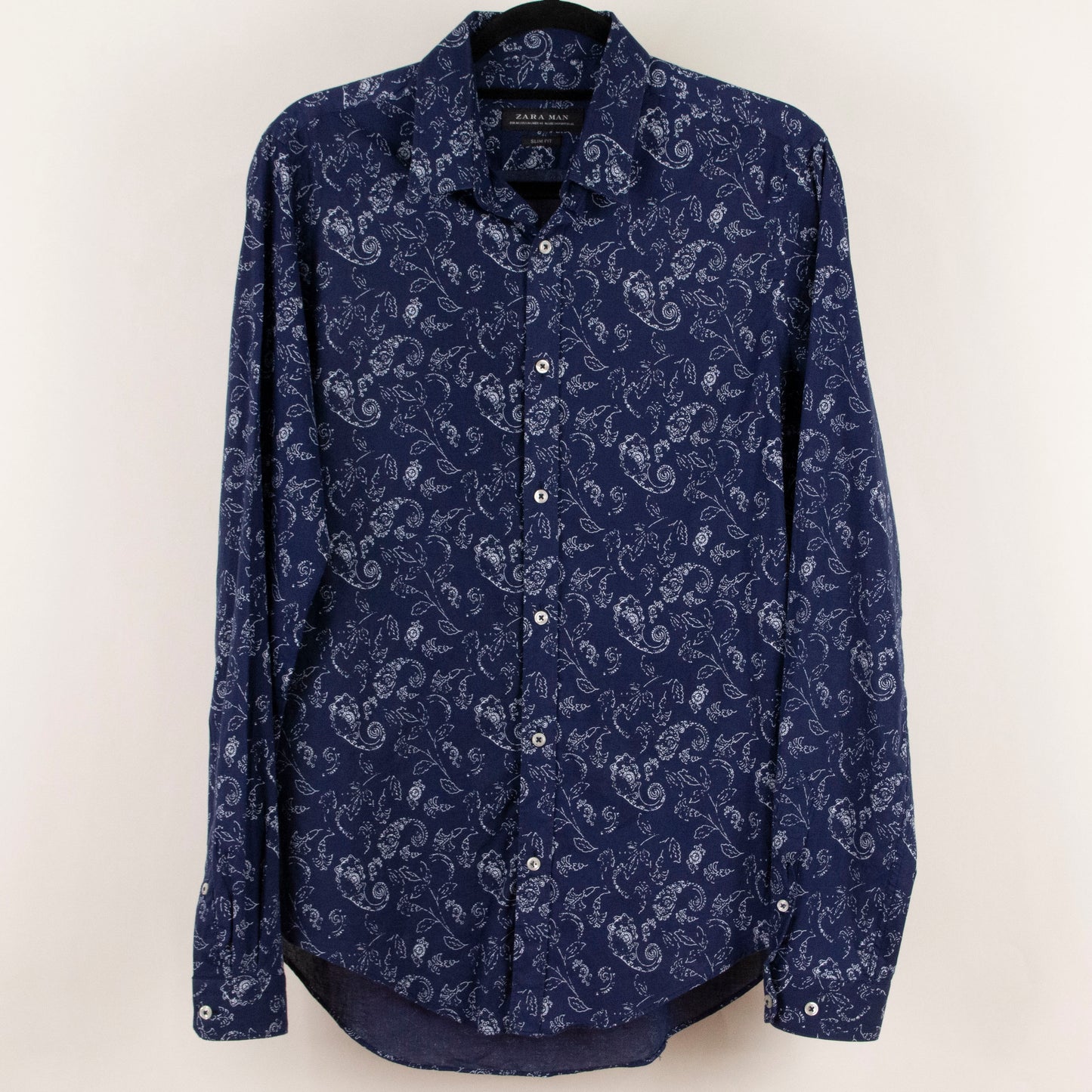 Camisa estampada azul marino (M) Zara Man