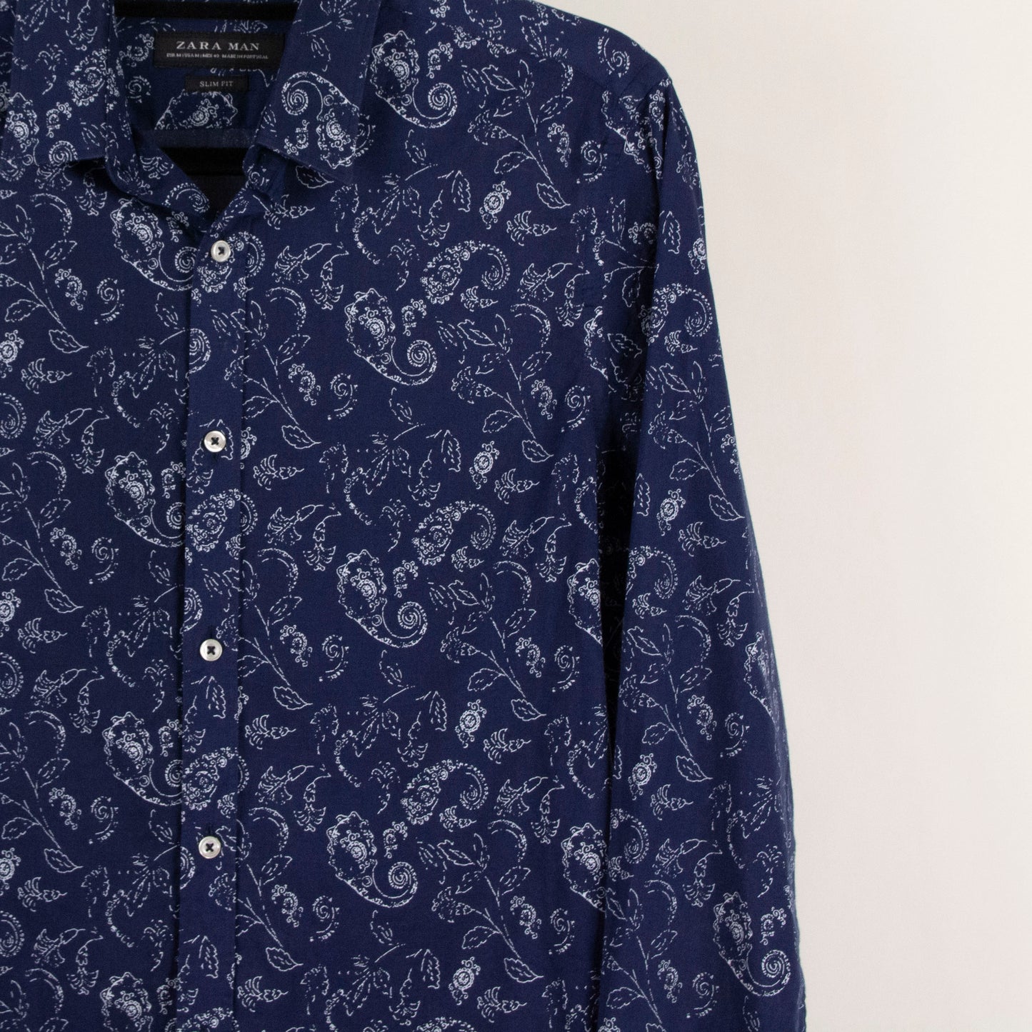 Camisa estampada azul marino (M) Zara Man