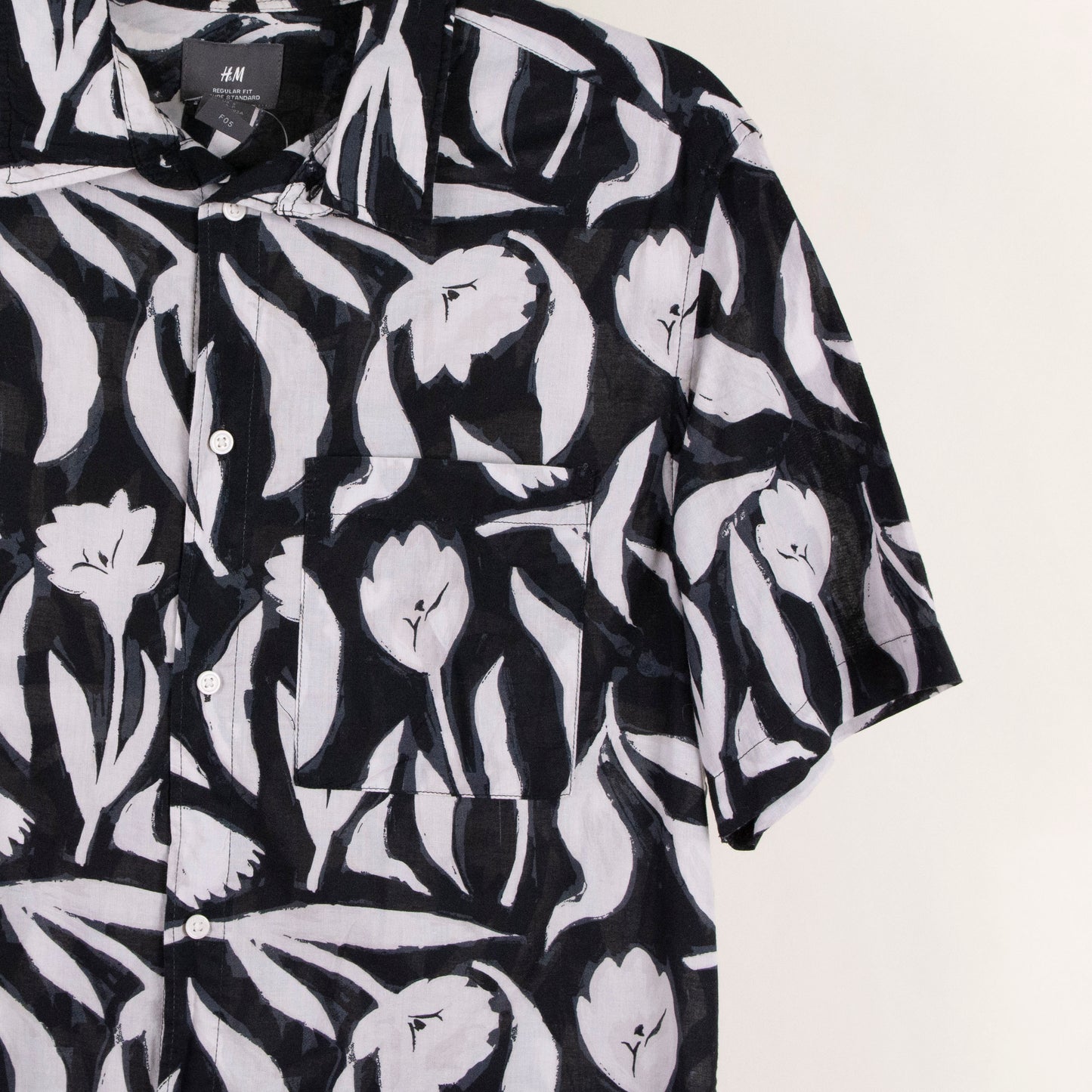 Camisa estampada negro (S) H&M